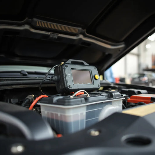 Câbles isolés et dispositif sécurisé connectés à la batterie dans le compartiment moteur