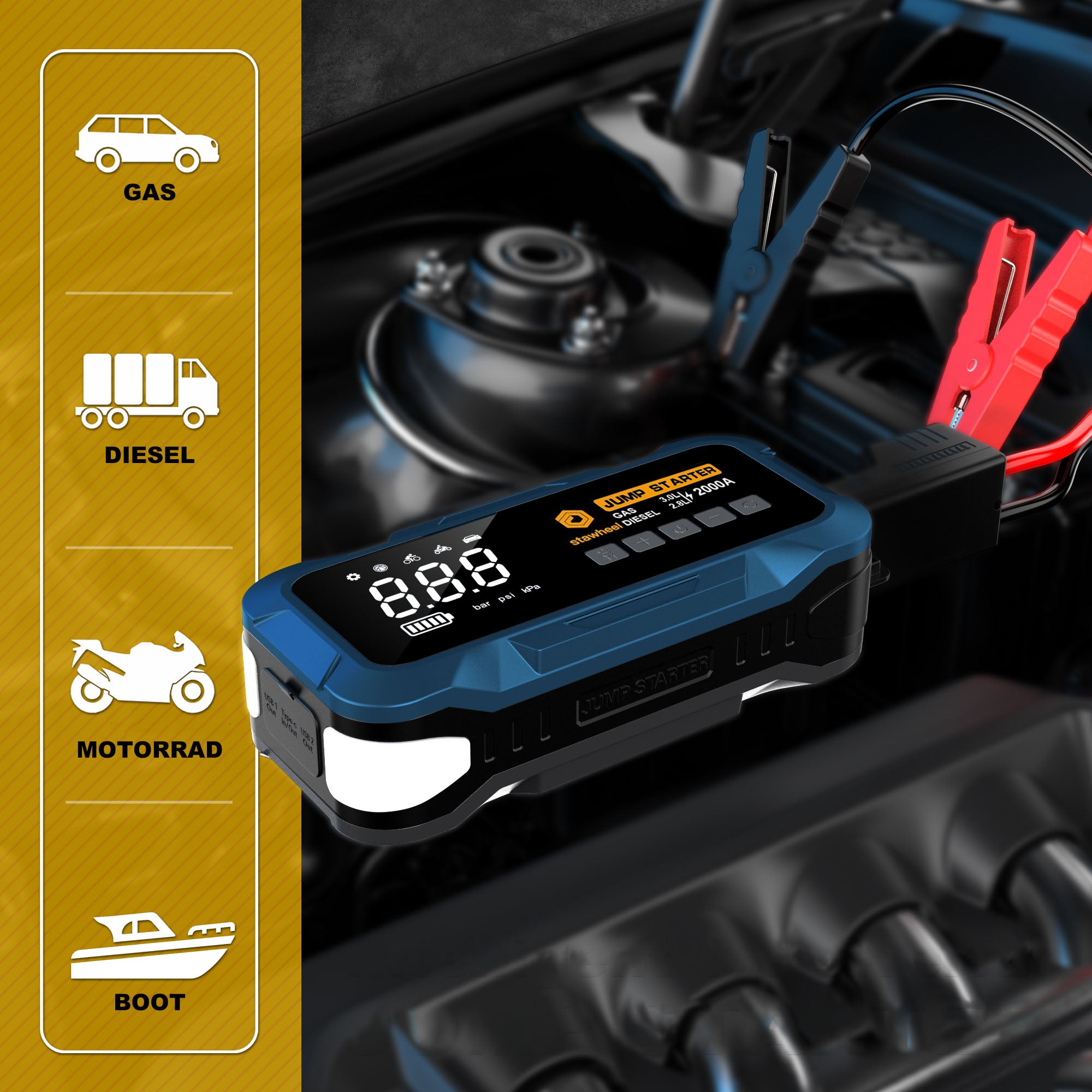 Stawheel S1 Starthilfe mit Luftkompressor