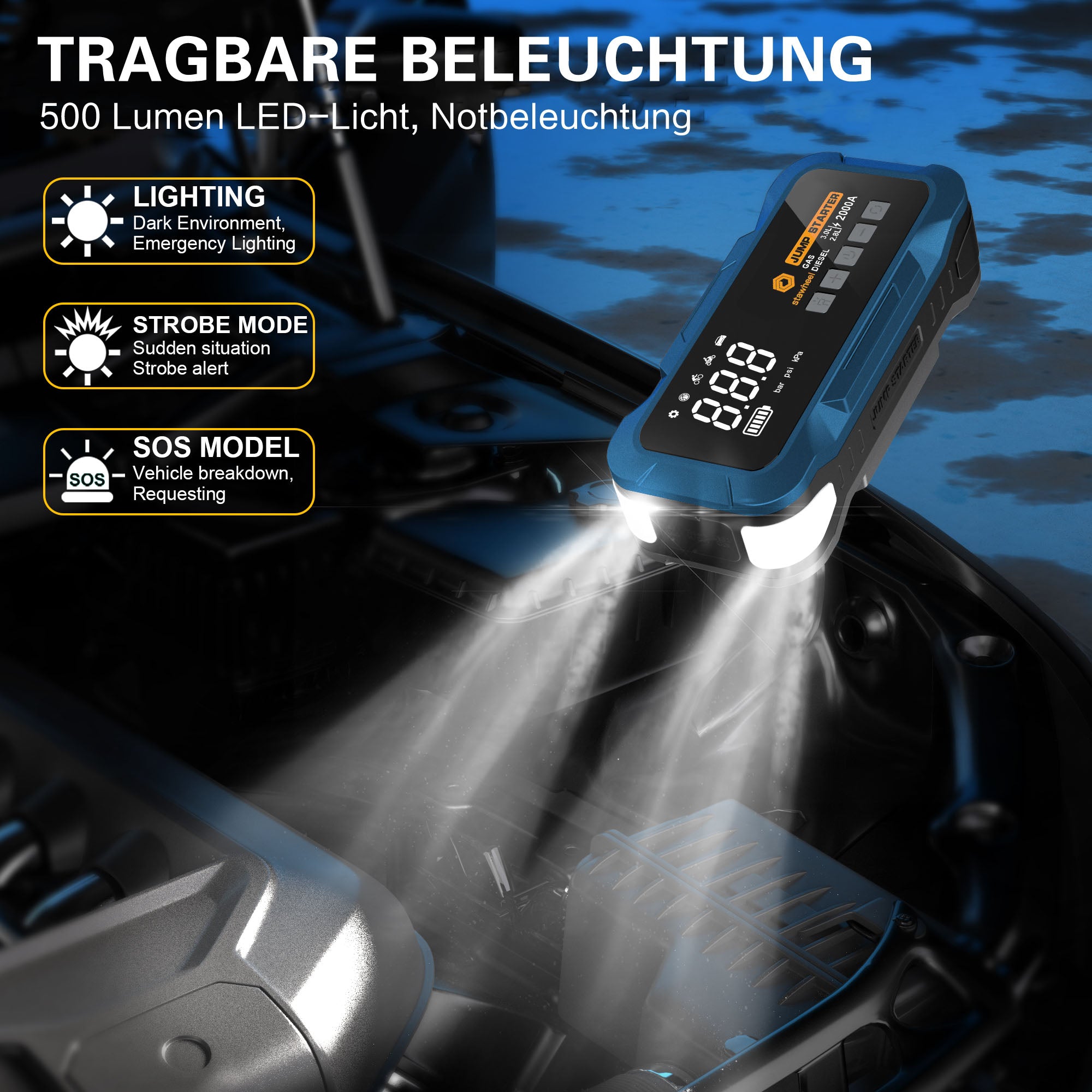 Stawheel S1 Starthilfe mit Luftkompressor