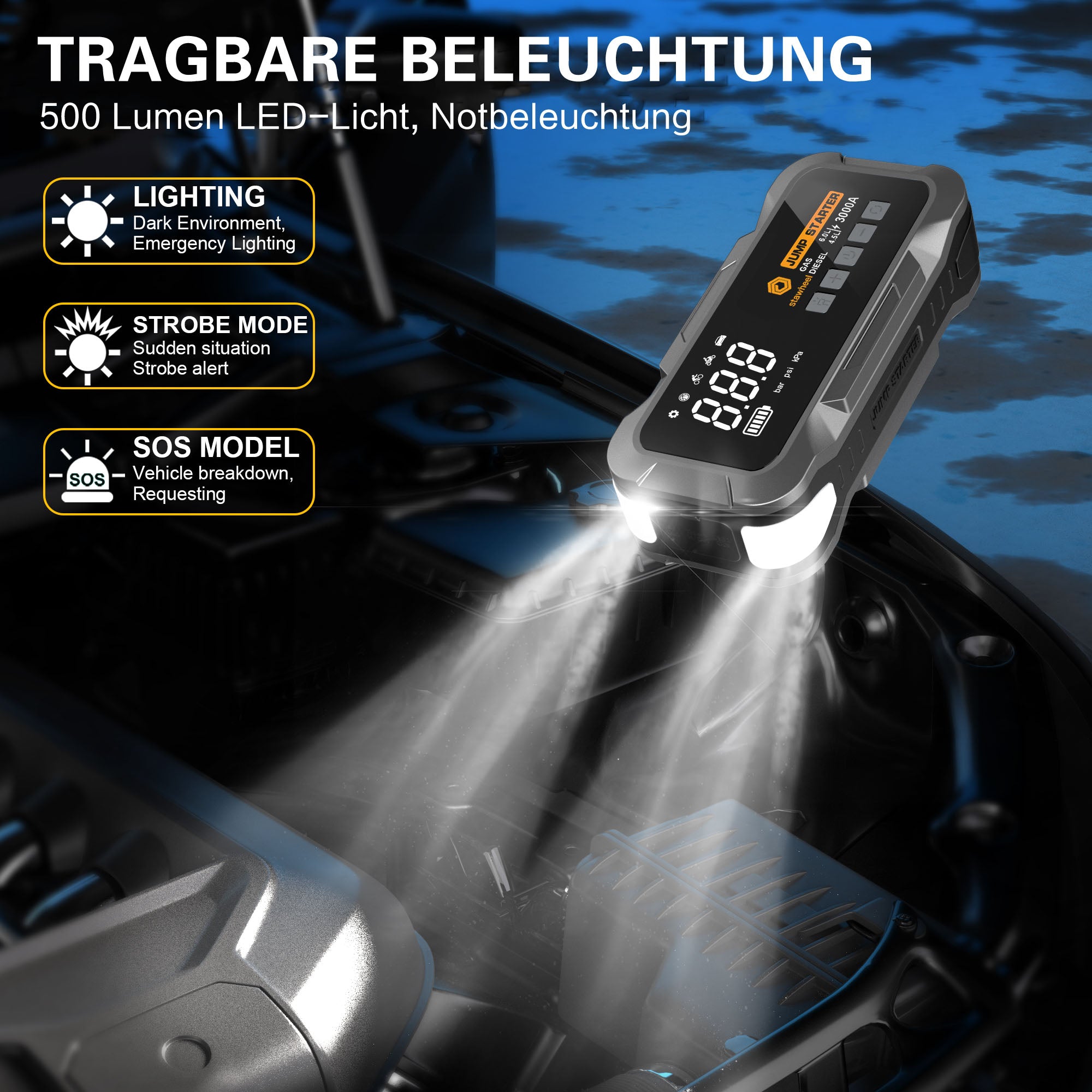 Stawheel S2 Starthilfe mit Luftkompressor